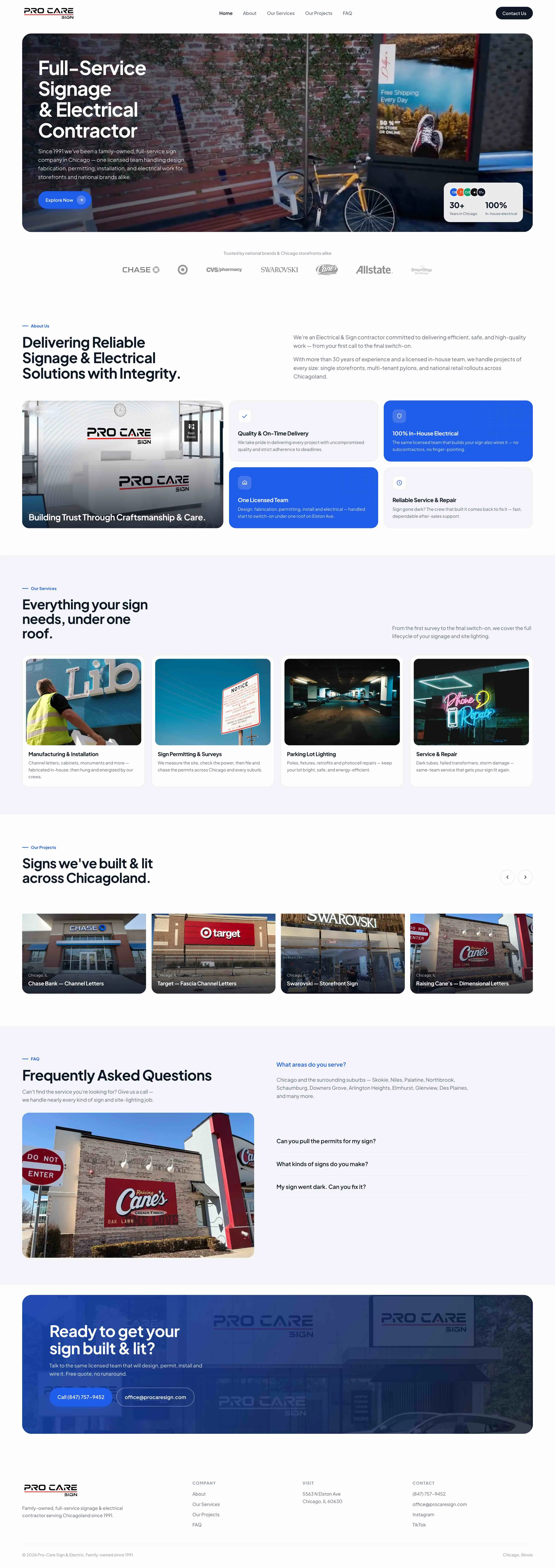 Pro Care Sign website after the rebuild