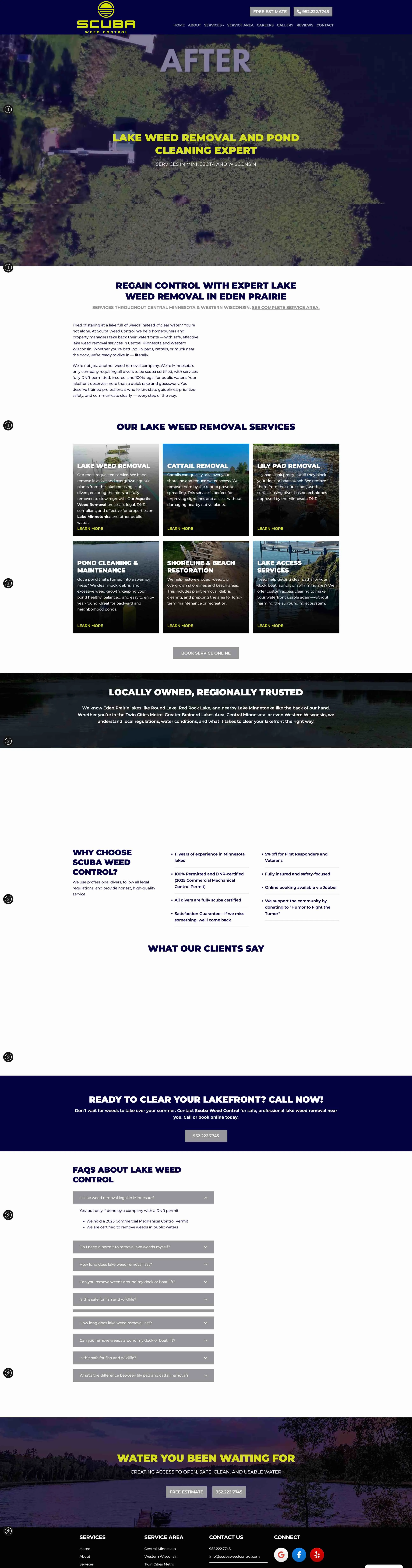 Scuba Weed Control website before the rebuild
