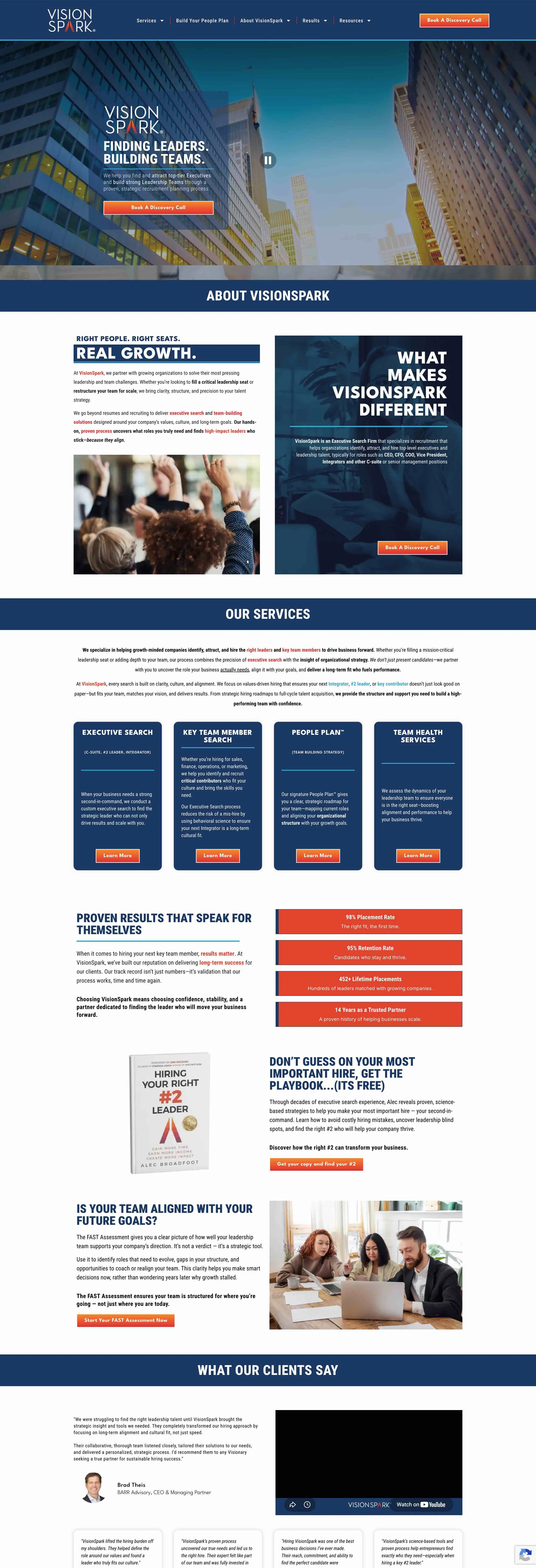 Vision Spark website before the rebuild