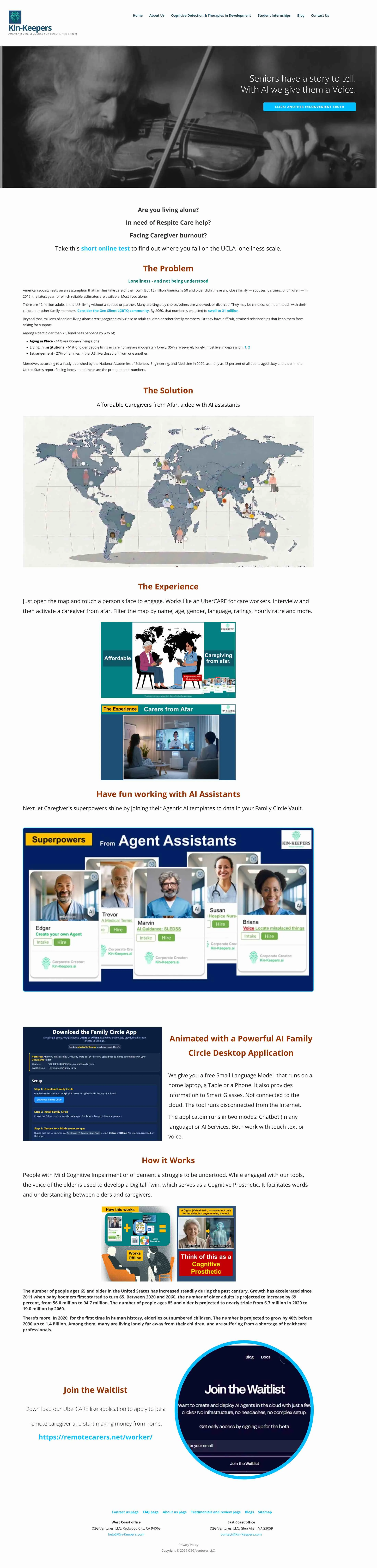 Kin-Keepers website before the rebuild